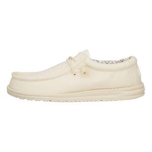 HEYDUDE Men's Wally Stretch Canvas Slip On Loafer, Stone White, Size 13